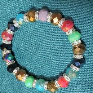 🎆Multi-Colored Bracelet Gorgeous Channel Cut Beads & Cubic Zirconia Crystals